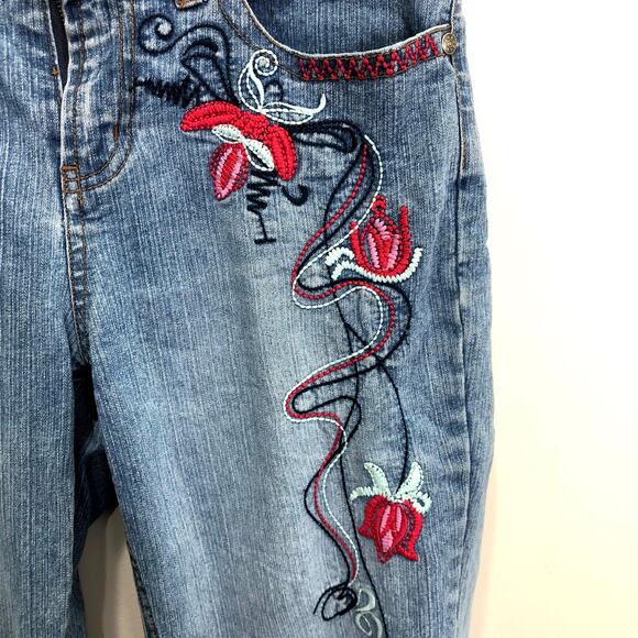 Ruff Hewn Raw Hem Cropped Embroidered Jeans 4 - Picture 2 of 6